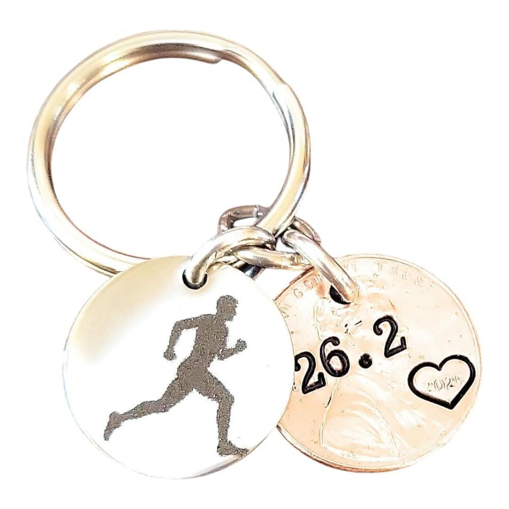 6443 Marathon Runner Charm Key Chain 26.2 Run 2025 Penny Race Day
